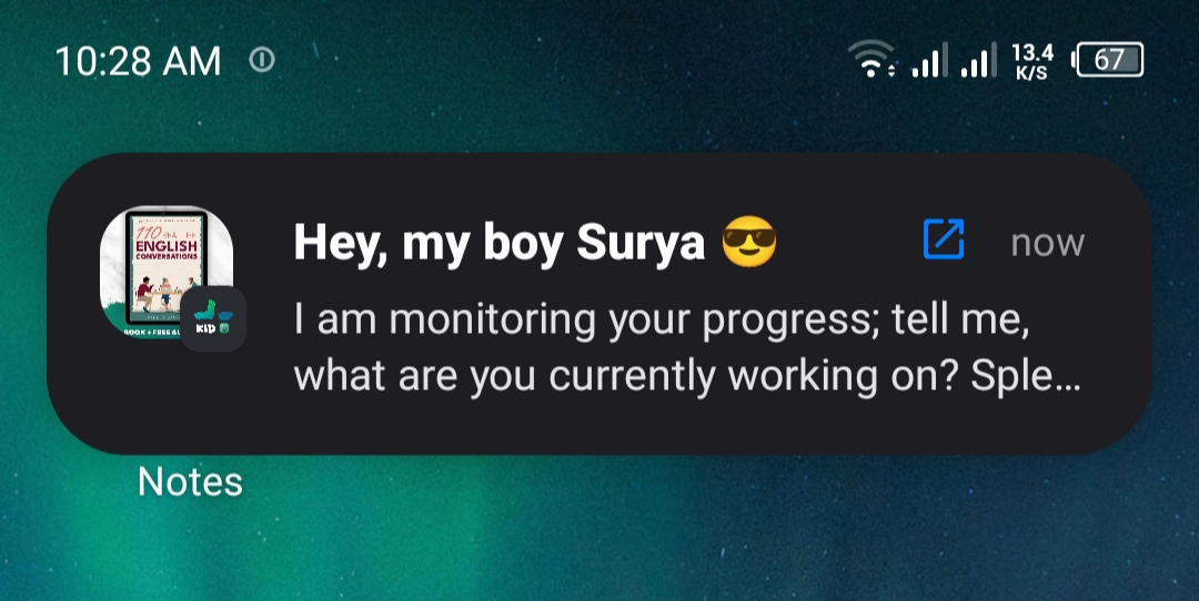 Screenshot of a custom OnScreen Notify notification appearing in the Android notification shade