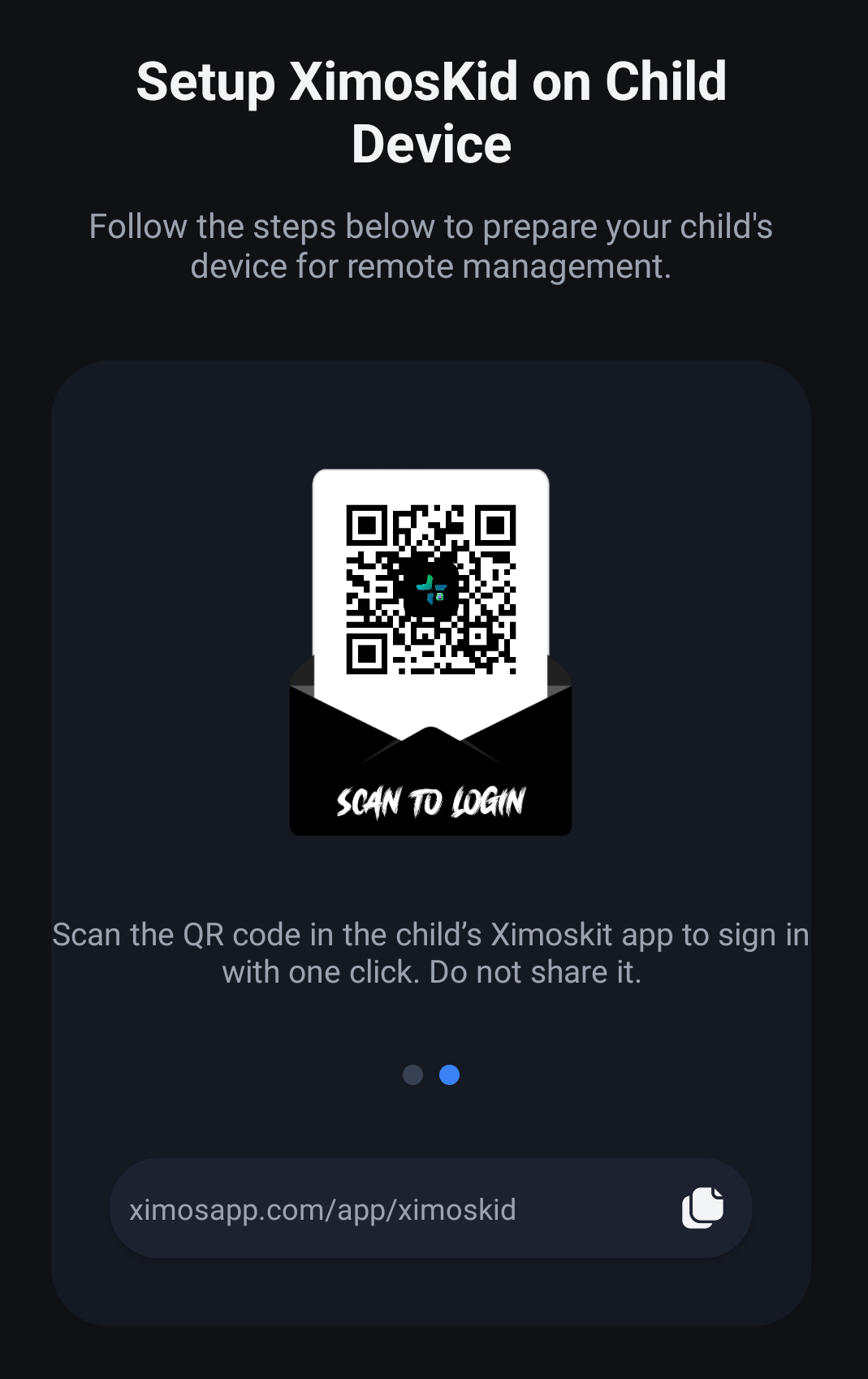Screenshot showing the automatic QR code device pairing process